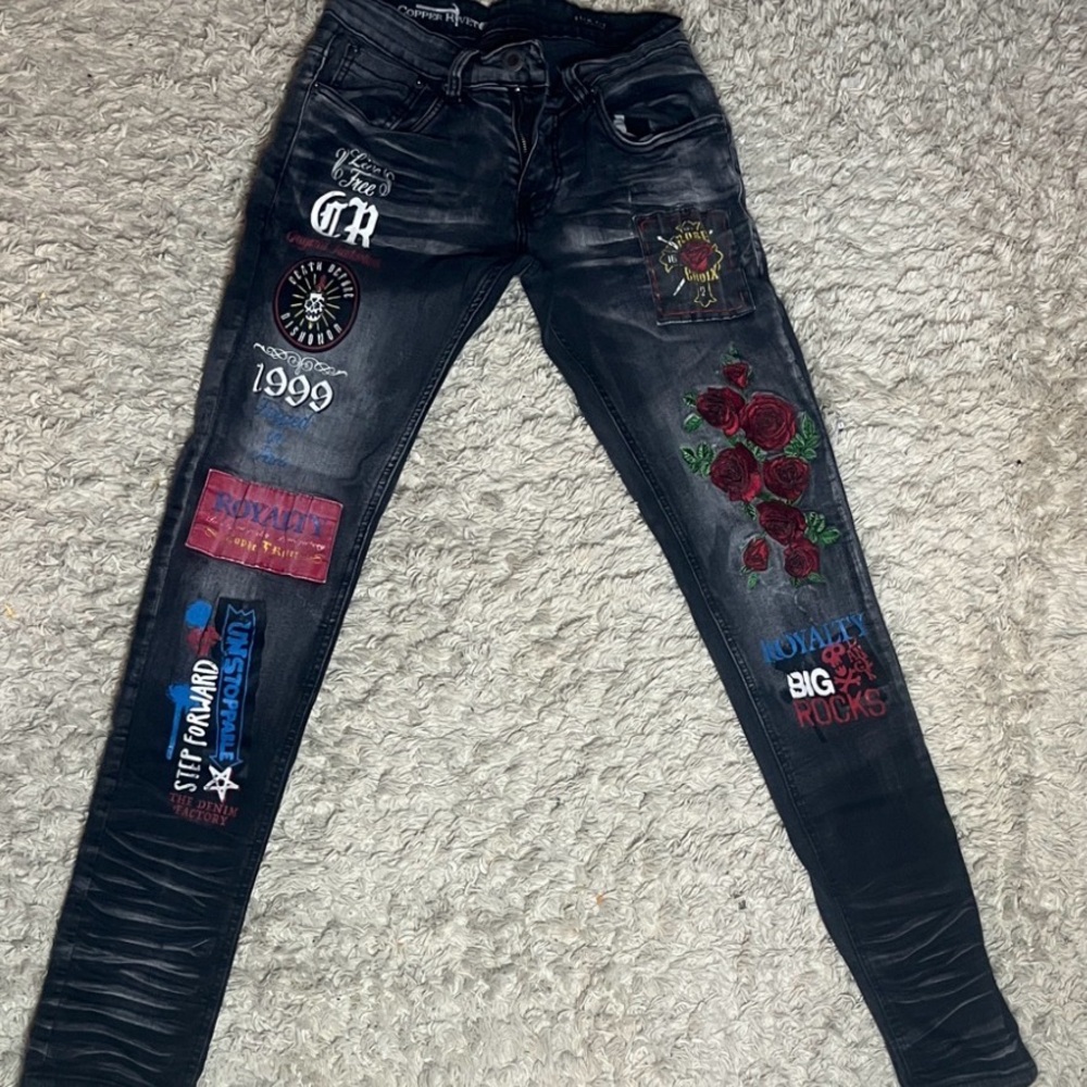 Stylish Black Embroidered Skinny Jeans